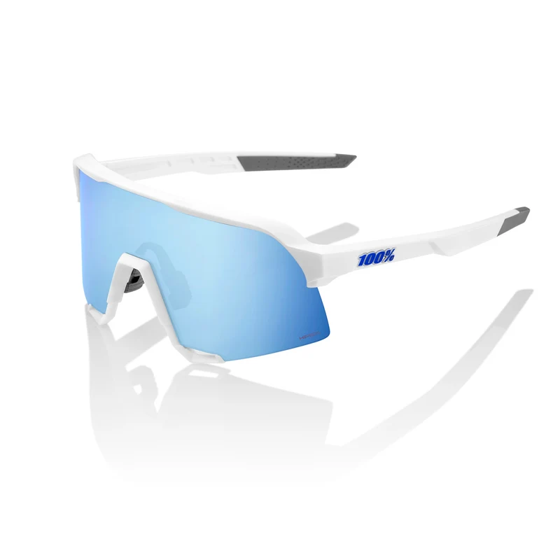Lunettes 100% S3 Blanc Mat Hiper Multilayer Mirror Bleu