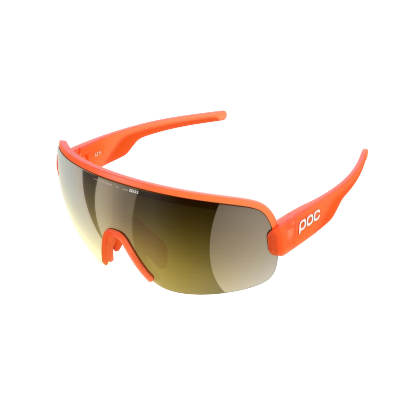 Lunettes POC AIM Orange Fluo Translucide Verre Clarity Road Partly Sunny Gold