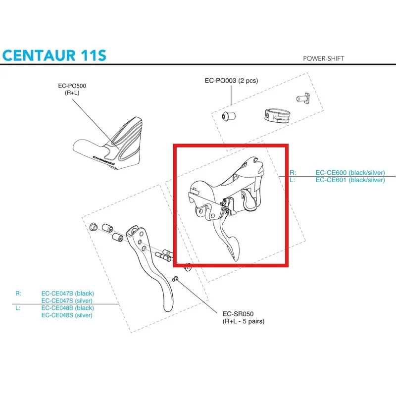 Corps de Manette Gauche CAMPAGNOLO CENTAUR 11V 2018 Frein sur Jante