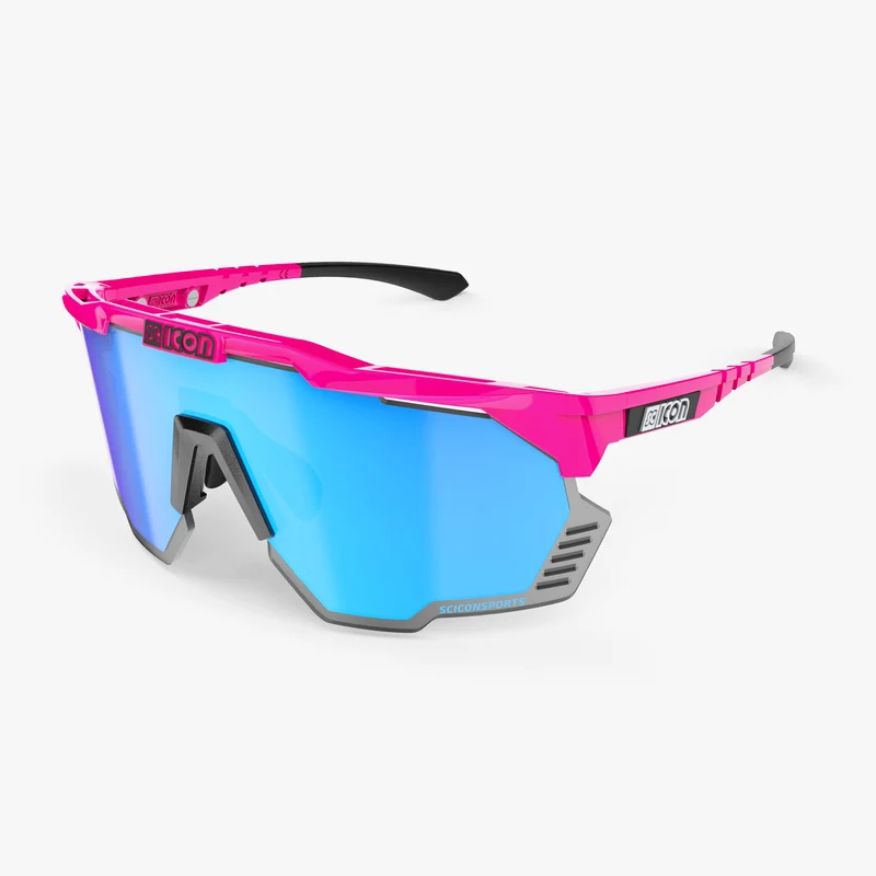 Lunettes SCICON AEROSHADE KUNKEN Rose Fluo Multimirror Bleu