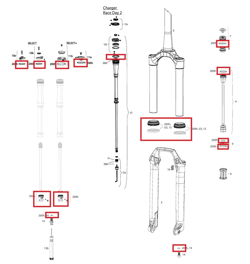 Kit Entretien 200 h/1 An ROCKSHOX SID SL (32mm) BASE/SELECT/SELECT+/ULTIMATE (2021-2023) GEN-C