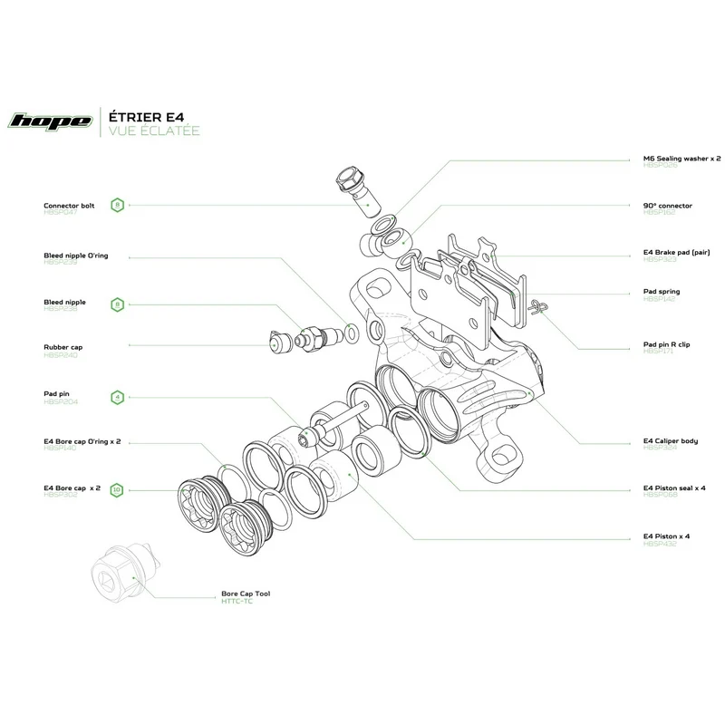 Etrier de Frein Hydraulique HOPE E4 (<2022) Noir