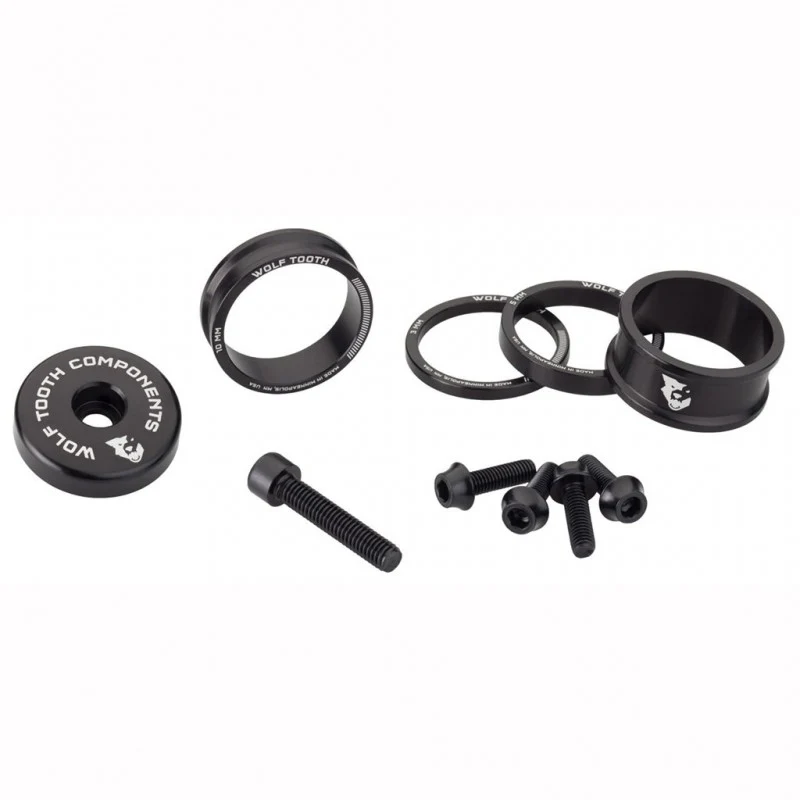 Kit Entretoises. Capot de Potence et Vis WOLFTOOTH BLING KIT Noir