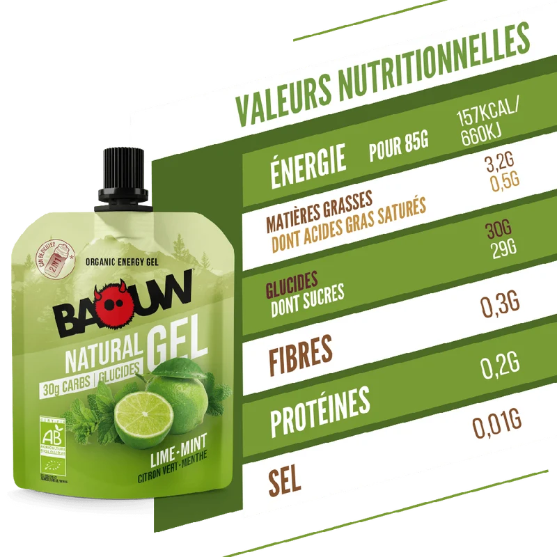 Gel Énergétique BAOUW BIO Citron Vert/Menthe (85g)