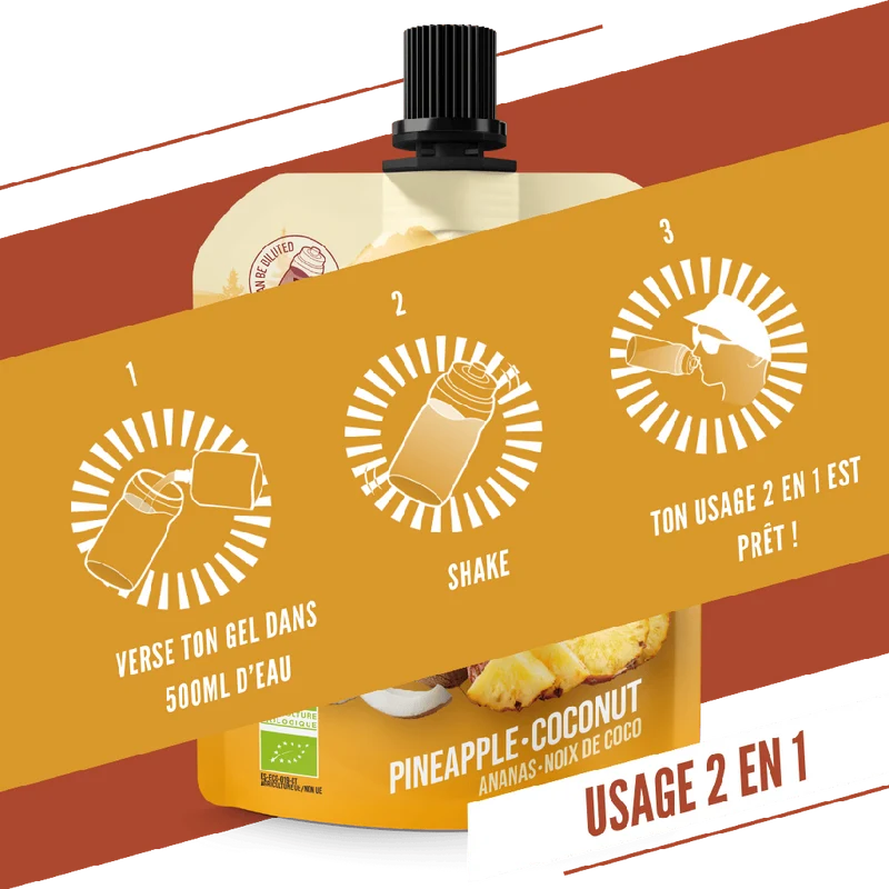 Gel Énergétique BAOUW BIO Ananas/Noix de Coco (85g)