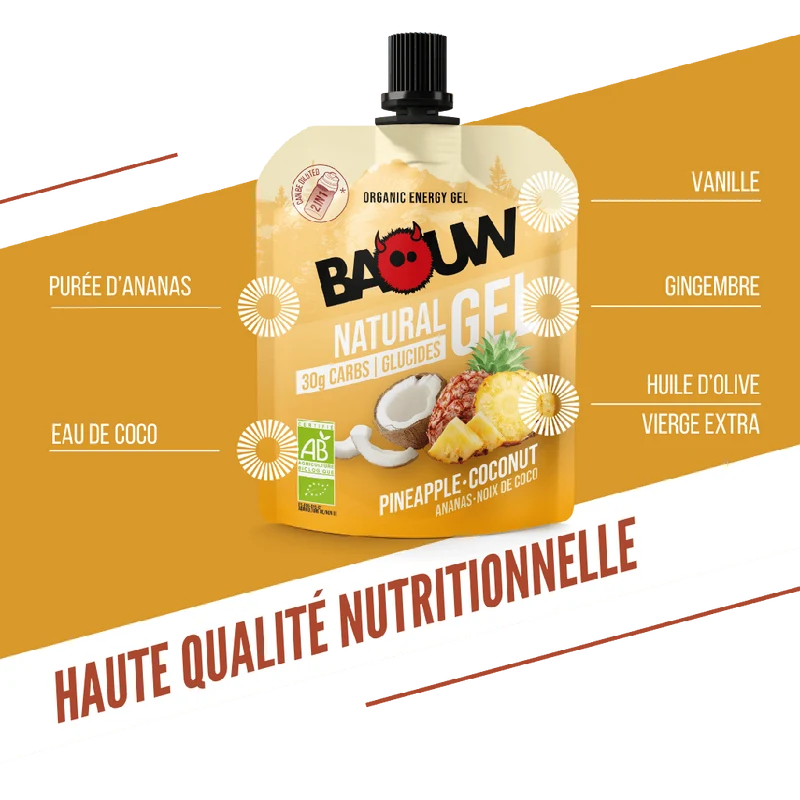 Gel Énergétique BAOUW BIO Ananas/Noix de Coco (85g)